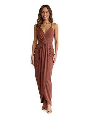 Charlotte Russe Rust-Brown Spaghetti Strap Maxi Dress